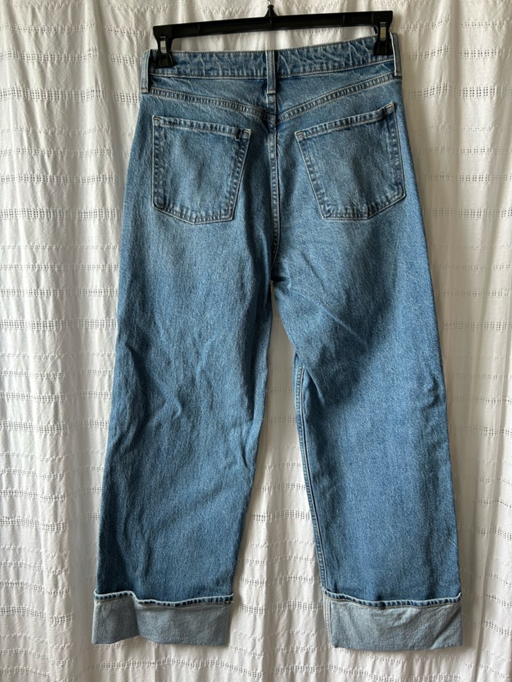 Old Navy Curvy Extra High Rise Cuffed Wide Leg Jeans Rolled Light Wash - Picture 5 of 7
